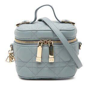 Dior Cannage Lady Dior Micro Vanity Bag Shoulder Bag 2way Light Blue Leather